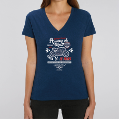 T-shirt lady chiné race bleu denim