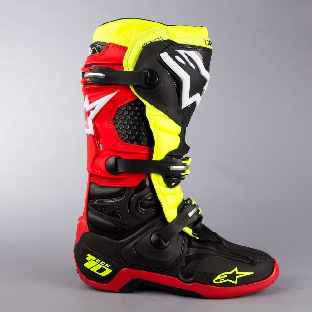 Bottes Alpinestar Tech 10 Noir Rouge Jaune Fluo