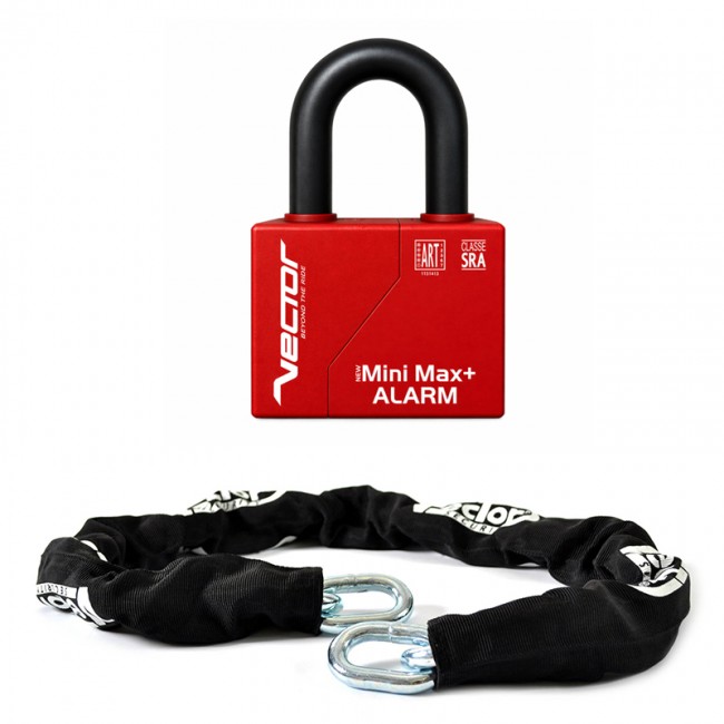 Kit VECTOR – Chaîne 1400 × 14 mm et cadenas avec alarme Minimax+