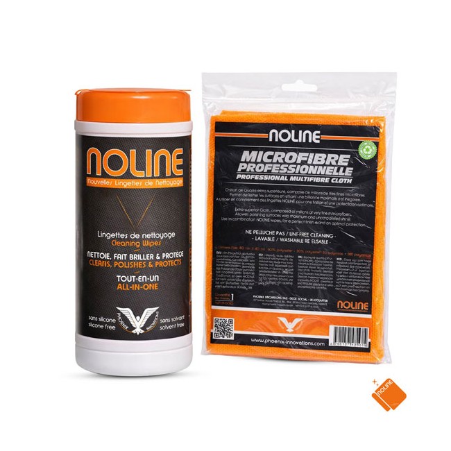 NOLINE Pack de 30 lingettes nettoyantes avec 1 microfibre premium