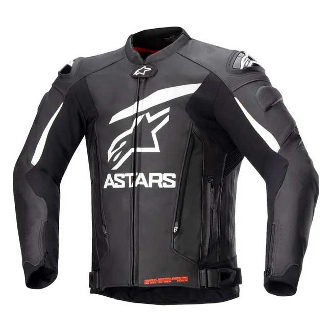 Veste en cuir NOIR/BLANC GP Plus v4 ALPINESTARS - 58