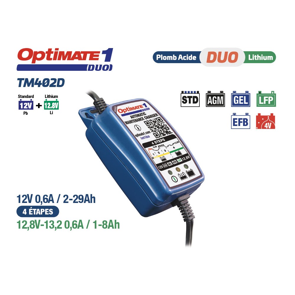 Chargeur et mainteneur de charge pour batterie 12 V OPTIMATE 6